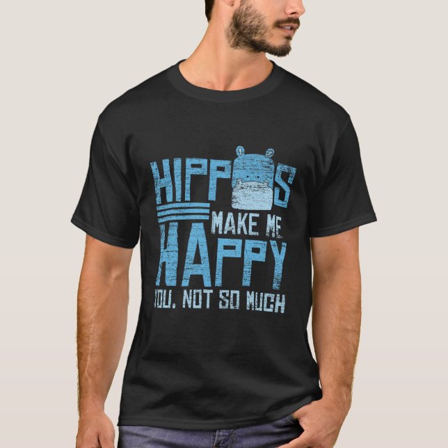 Hippos machen mich glücklich t shirt (Framsida)