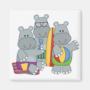Hippos vid Beach Tshirts och Gifts Magnet