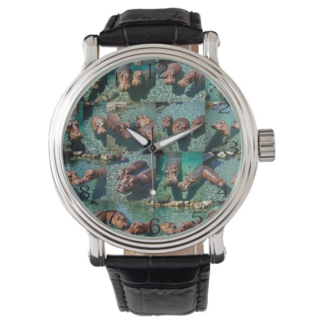 Hippos vid Play: A Pond Paradise Armbandsur (Framsida)