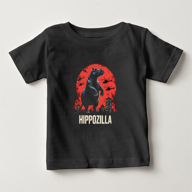 Hippozilla Spooky Moo Deng Baby Pygmy Hippo T Shirt (Framsida)