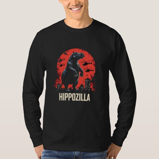 Hippozilla Spooky Moo Deng Baby Pygmy Hippo T Shirt (Framsida)