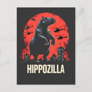 Hippozilla Spooky Moo Deng Baby Pygmy Hippo Vykort