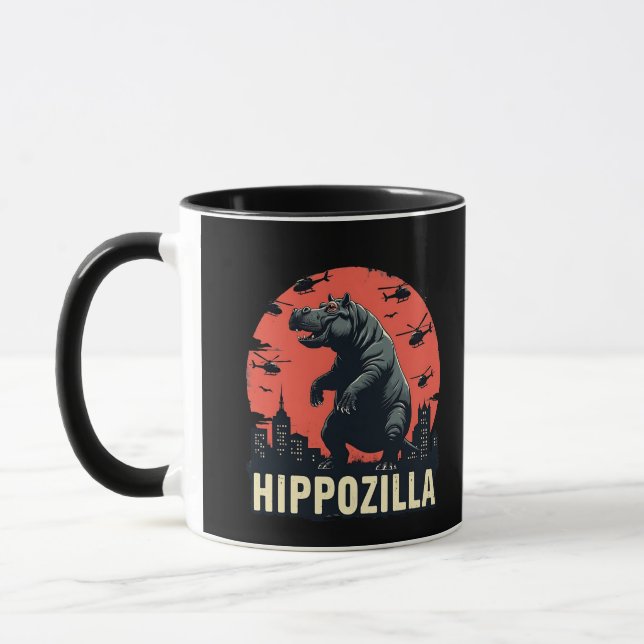 Hippozilla Spooky Moo Deng Hippo Halloween Mugg (Vänster)