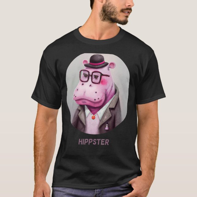 Hippster Hippo Hipster Cute Pun Animal Hippopotamu T Shirt (Framsida)
