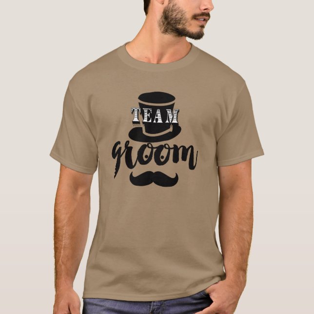 Hippt lag Groom Topphatt Mustasch T-shirt (Framsida)