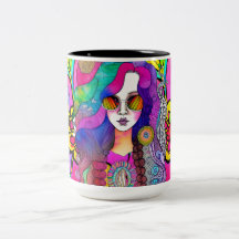 Hippy Art Female med solglaskaffe 15 oz Mugg