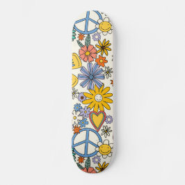 Hippy Blommigt Stil Mini Skateboard Bräda 18,5 Cm
