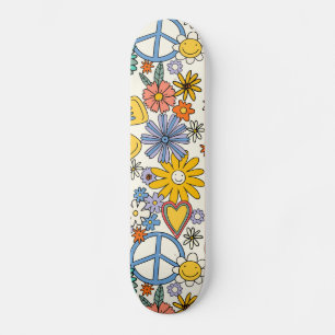 Hippy Blommigt Stil Mini Skateboard Bräda 18,5 Cm