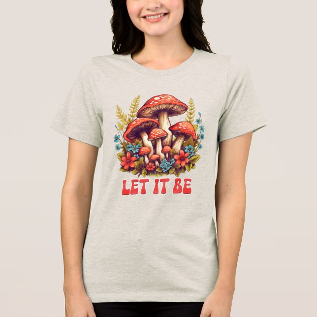 Hippy Boho Mushroom – 60s 70s Fashion T Shirt (Framsida)