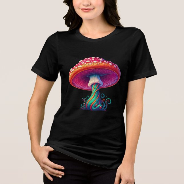 Hippy Boho Mushroom – 60s 70s Fashion T Shirt (Framsida)