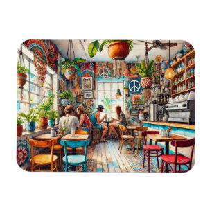 Hippy Cafe i Miami Watercolor Magnet