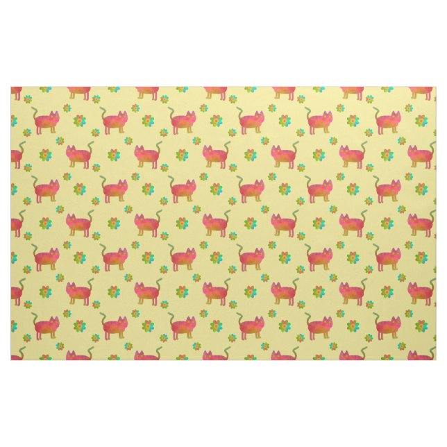 Hippy Cat på sommaren Tyg (Fat Quarter)