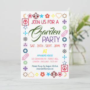 Hippy Chic Decorated Garden Party Inbjudningar