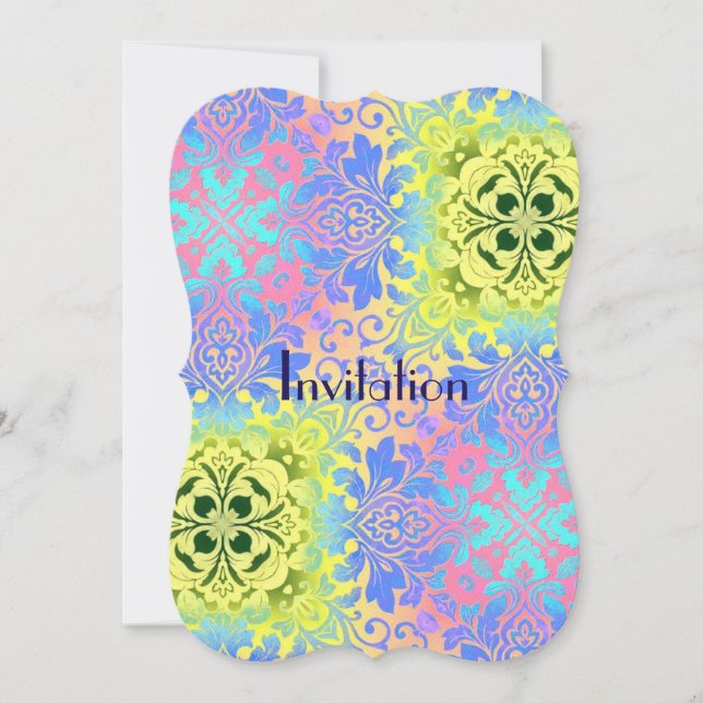 hippy chic turkos gult aqua bohemian inbjudningar (Framsida)