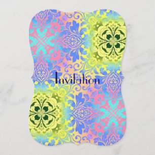 hippy chic turkos gult aqua bohemian inbjudningar