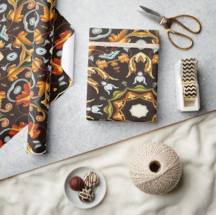 Hippy Chic Zendala orange löv blommigt mandala Presentpapper