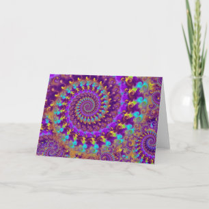 Hippy Fractal Mönster Lila Turcos & Gult Kort