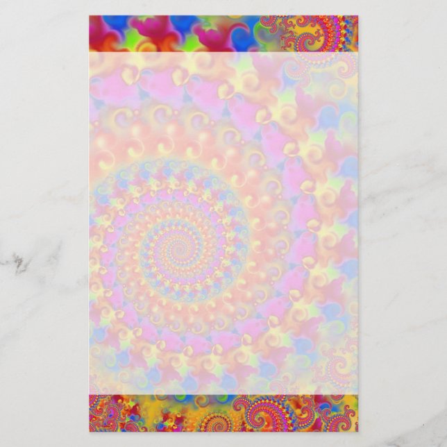 Hippy Fractal Mönster Rosa Turcos & Gult Brevpapper (Framsida)