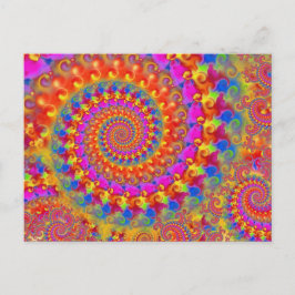 Hippy Fractal Mönster Rosa Turcos & Gult Vykort