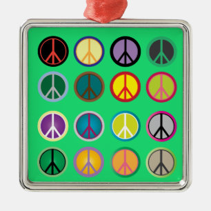 Hippy fredstecken 60 s färglöst mönster julgransprydnad metall