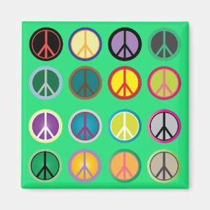 Hippy fredstecken 60 s färglöst mönster magnet