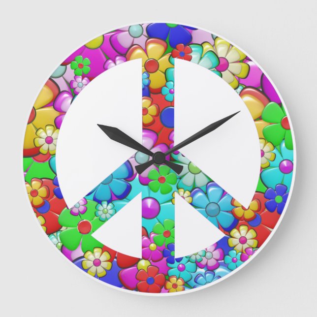 Hippy-fredstecken Stor Klocka (Framsida)