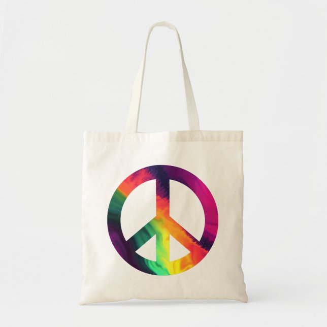 Hippy fredstecken Tote Bag Tygkasse (Framsidan)