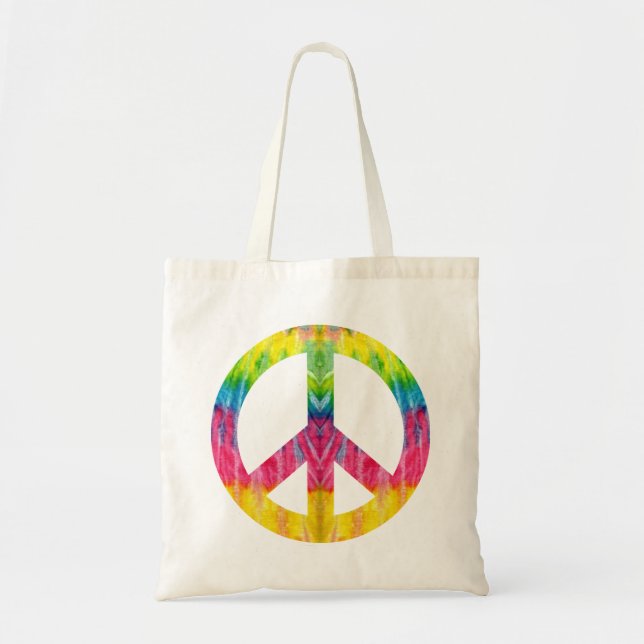 Hippy fredstecken Tote Bag Tygkasse (Framsidan)