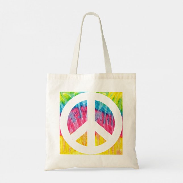 Hippy fredstecken Tote Bag Tygkasse (Baksida)