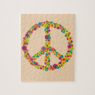 Hippy fredsteckenblommor pussel
