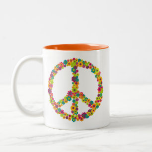 Hippy fredsteckenblommor Två-Tonad mugg