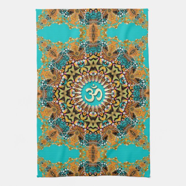 Hippy Goa Psychedelic Batik OM Trasa Banner Kökshandduk (Vertikal)