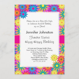 Hippy Grattis på födelsedagen 1960 s Retro 60:e BD Inbjudningar