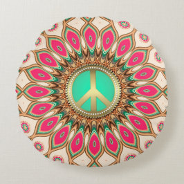 Hippy Groovy Kärlek & Peace Solros Rund Kudde