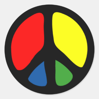 Hippy Groovy Peace Symbol Runt Klistermärke
