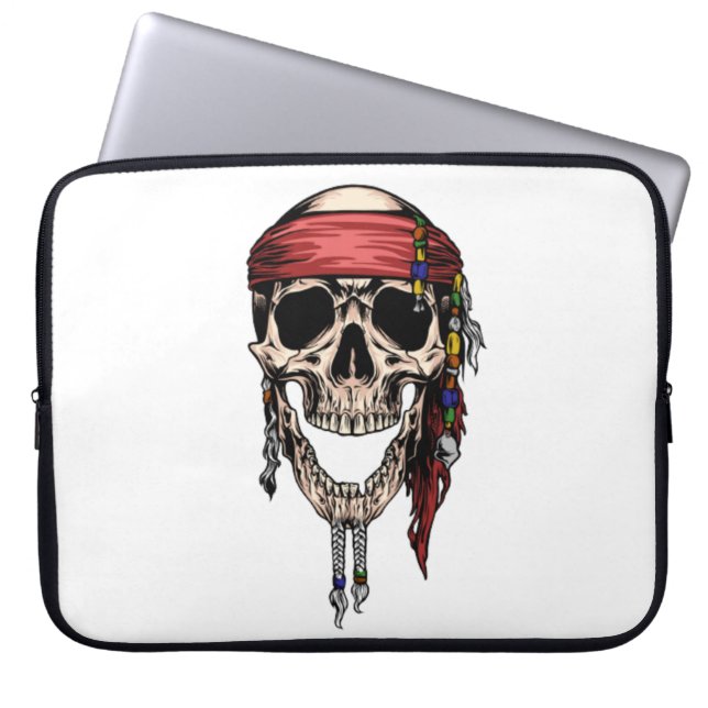 Hippy Jolly Roger Skull  Laptop Fodral (Framsidan)