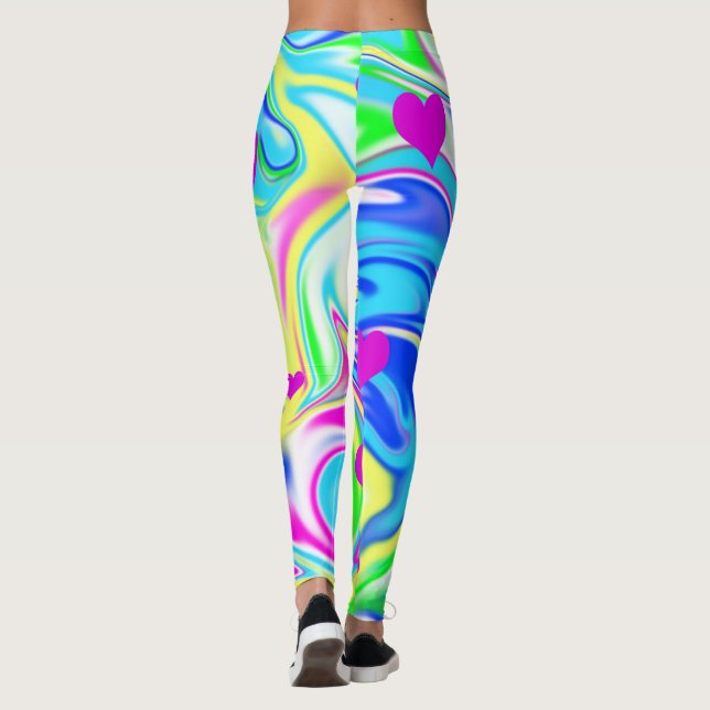 Hippy Kärlek Hearts Bubblegum Marble Leggings (Baksida)