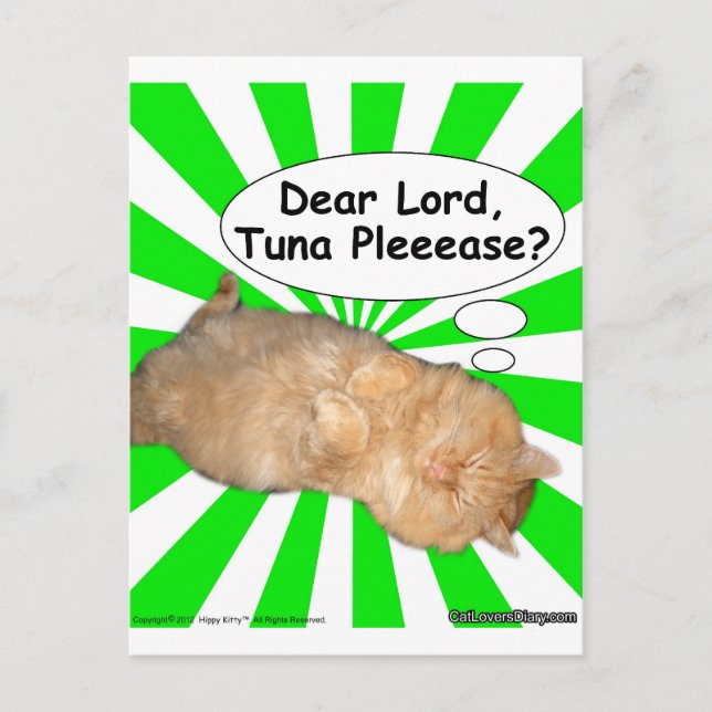 Hippy Kattunge Kära Herre, Tuna Pleeease? Vykort (Framsida)