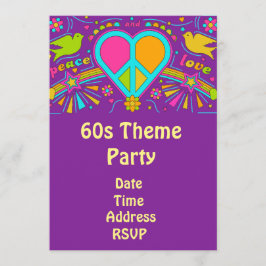 hippy party för 60-taltemaflower power inbjudningar