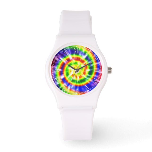 Hippy Peace Retro Tie Dye Colorful Boho Armbandsur (Framsida)