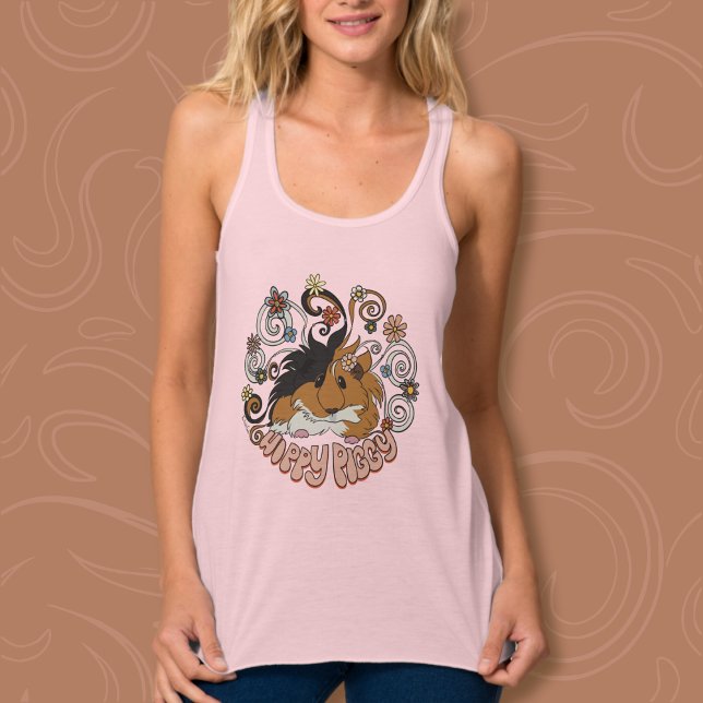 Hippy Piggy - Cute Guinea Gris Illustration Linne Med Racerback (Skapare uppladdad)