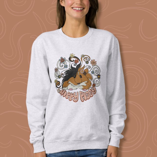 Hippy Piggy - Cute Guinea Gris Illustration T Shirt (Skapare uppladdad)