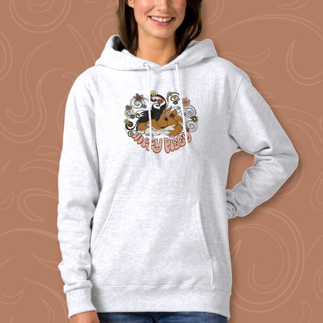 Hippy Piggy - Cute Guinea Gris Illustration T Shirt (Skapare uppladdad)