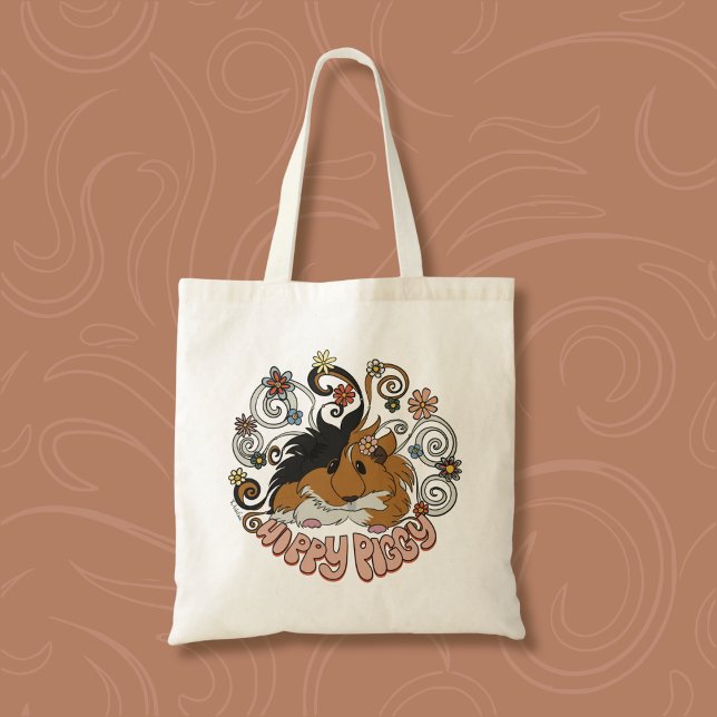 Hippy Piggy - Cute Guinea Gris Illustration Tygkasse (Skapare uppladdad)