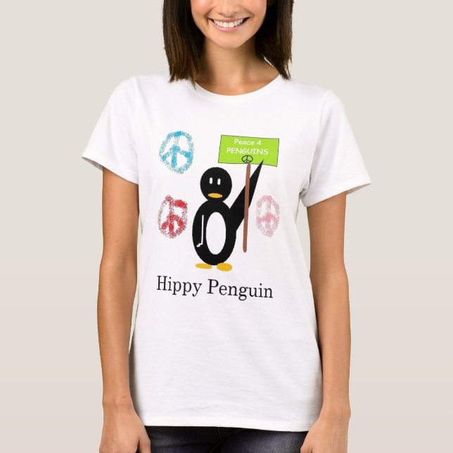 Hippy pingvindubbladesign tee shirt (Framsida)
