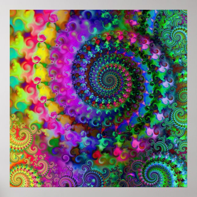 Hippy Rainbow Fractal Mönster Poster (Framsidan)