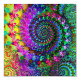 Hippy Rainbow Fractal Mönster Poster