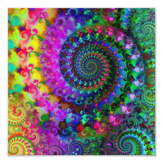 Hippy Rainbow Fractal Mönster Poster (Framsidan)