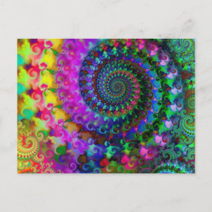 Hippy Rainbow Fractal Mönster Vykort