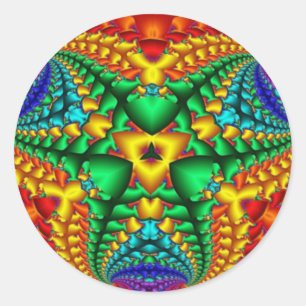 Hippy Rainbow Psychedelie Fractal Runt Klistermärke
